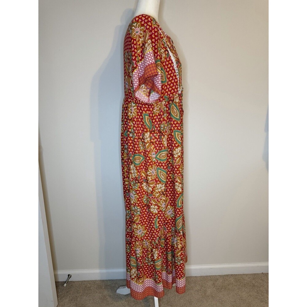 Rusttydustty Midi Floral Dress Red Size 0XL - Picture 4 of 8